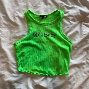 Fashion Nova 90s baby green crop top